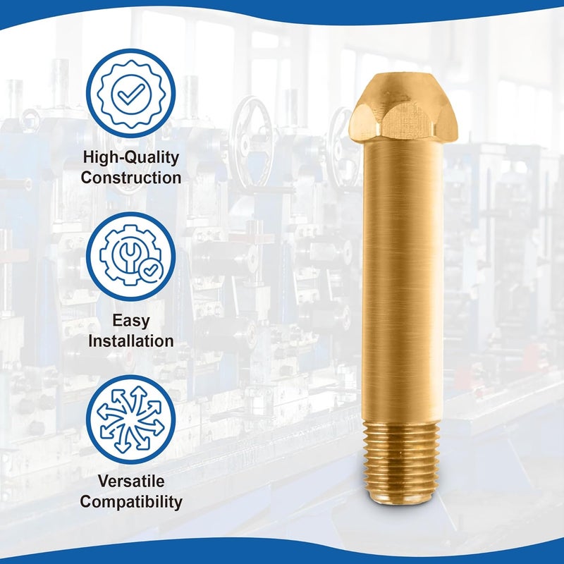 Kolibrox CGA-580 Nut & 3" Nipple - Regulator Inlet Bottle Fitting for Helium Argon Nitrogen - Brass Construction Threaded Design - Perfect for Gas Cylinders & Welding | 3"x1/4 NPT - Image 3